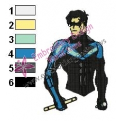 Nightwing Teen Titans Embroidery Design 03